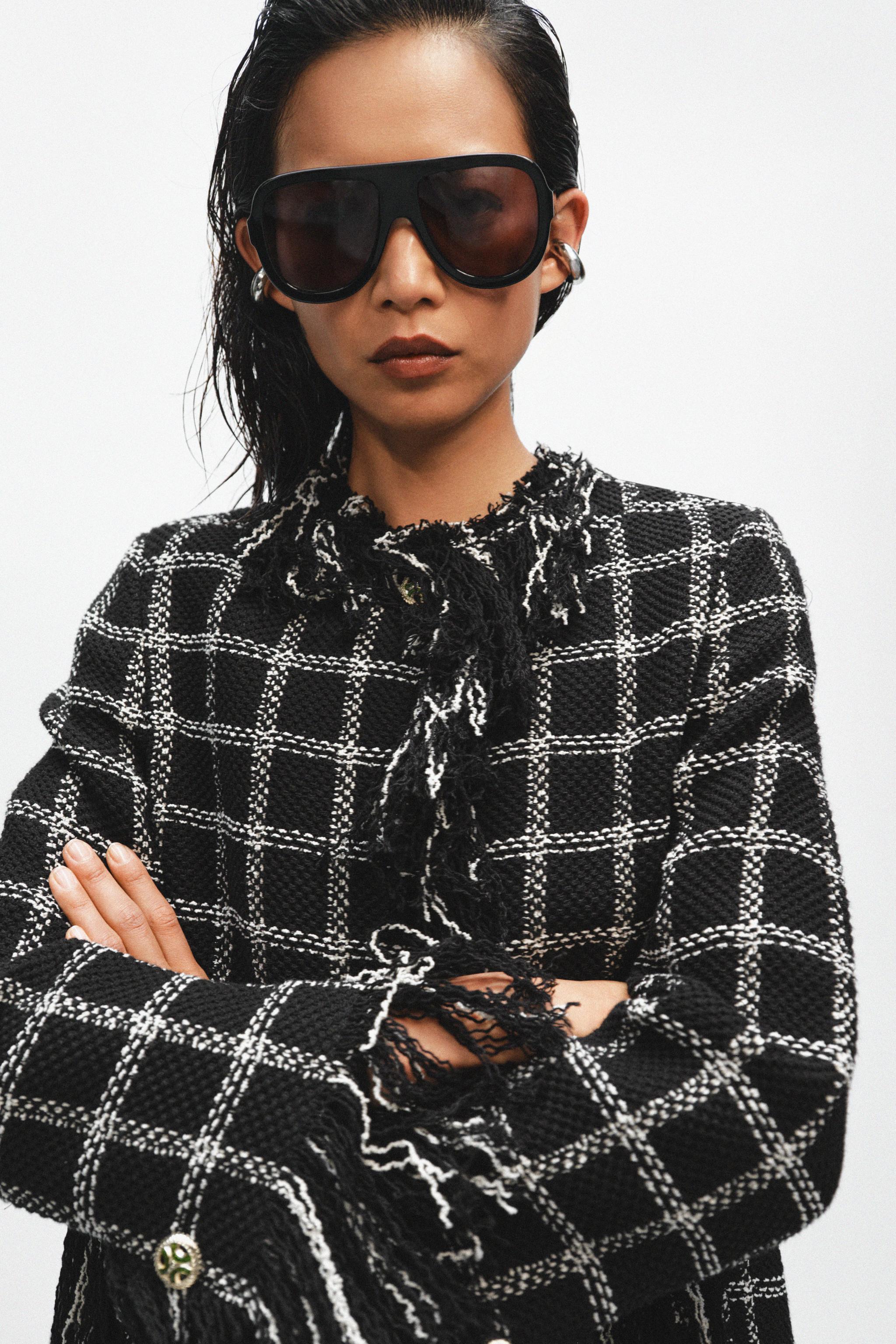 ZW COLLECTION FRINGED PLAID JACKET